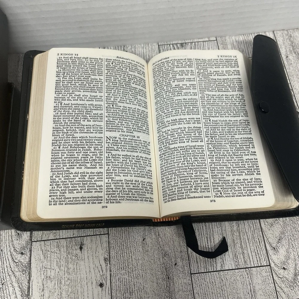 Vintage Oxford KJV Text Bible 01156x Button Flap Genuine East Indian Calf Boxed